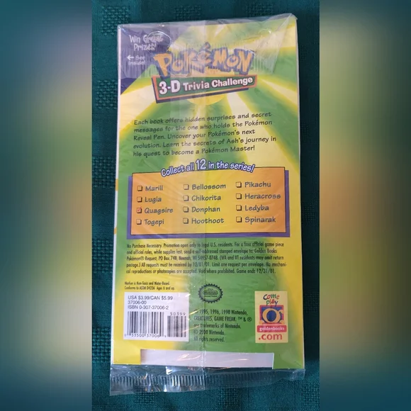 Pokemon 3D Trivia Challenge Quagmire Trivia Book SEALED Golden Books NINTENDO - Picture 3 of 4